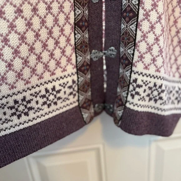 Dale of Norway Sweater Dale Classic Purple Fair Isle Cardigan Clasp Snow Winter - Picture 4 of 10